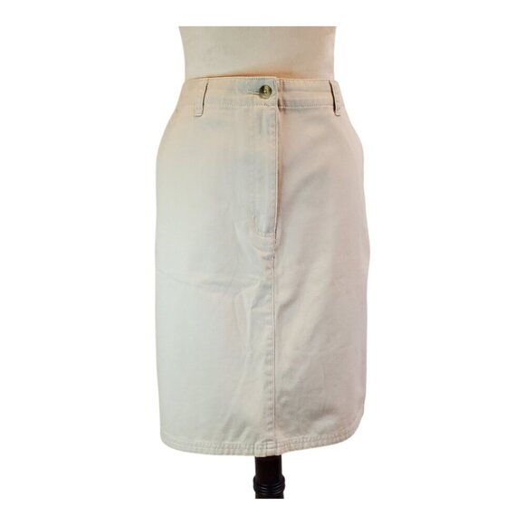 LL BEAN SZ 10 Regular Light Khaki 100% Cotton Pencil Skirt - Picture 1 of 6